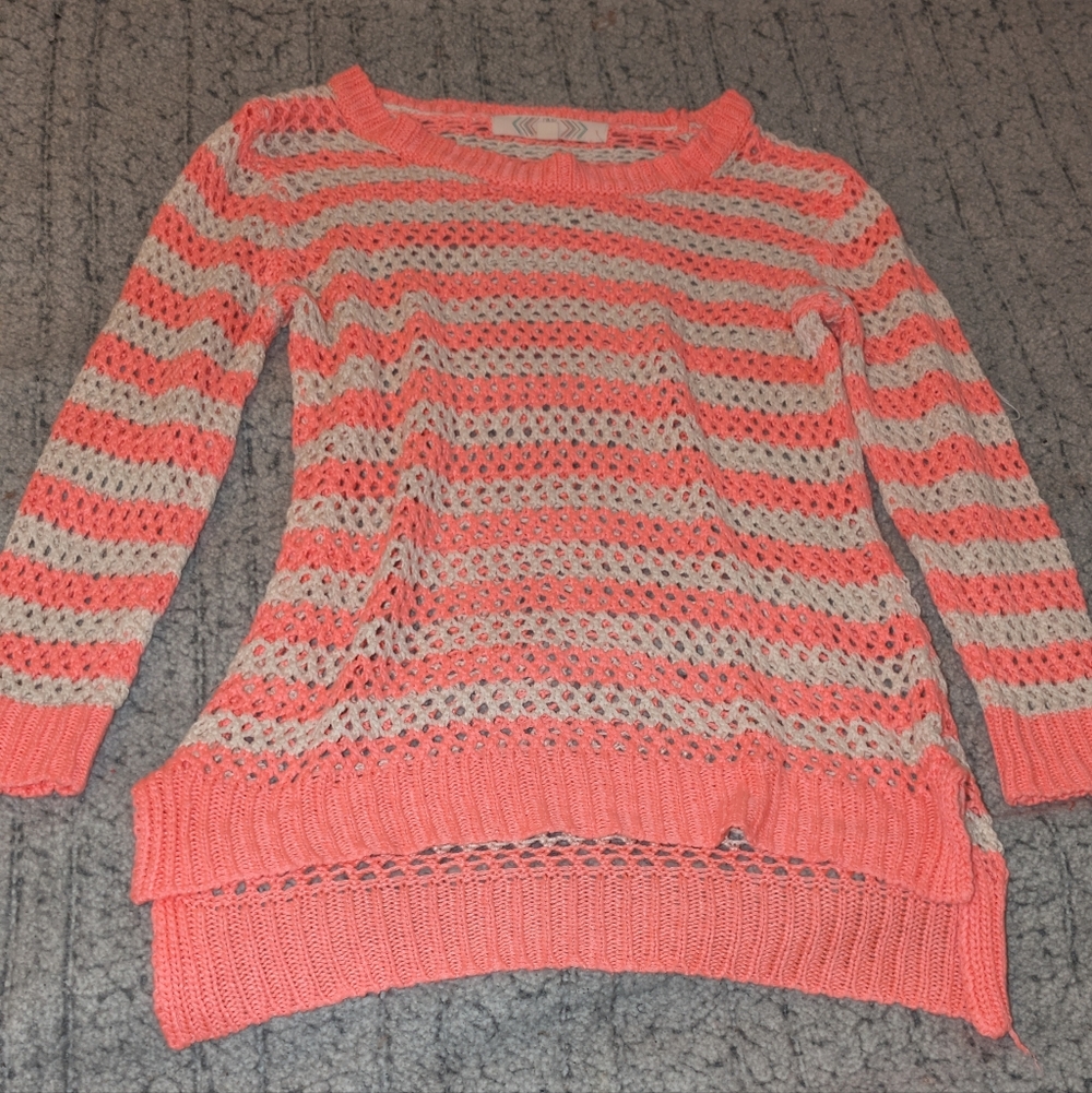 Pink Rose Coral and Cream Knit Sweater
